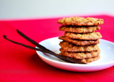 Plate of cookies on a red table