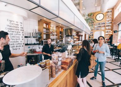 People at a cafe counter